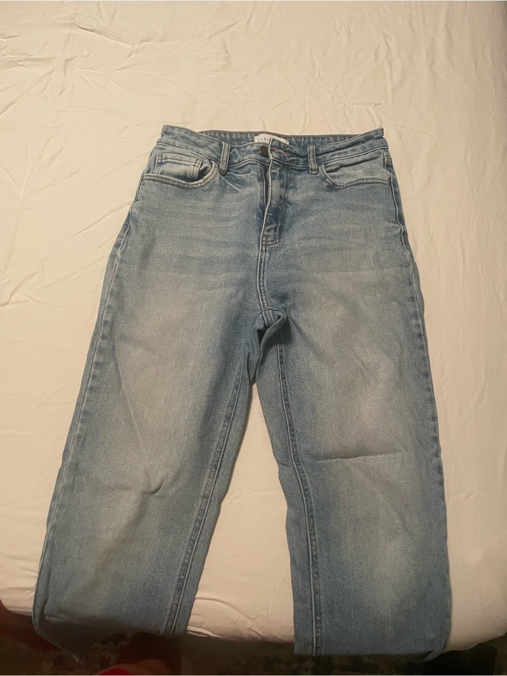 Carly Jean Los Angeles Light Blue Cropped Jeans